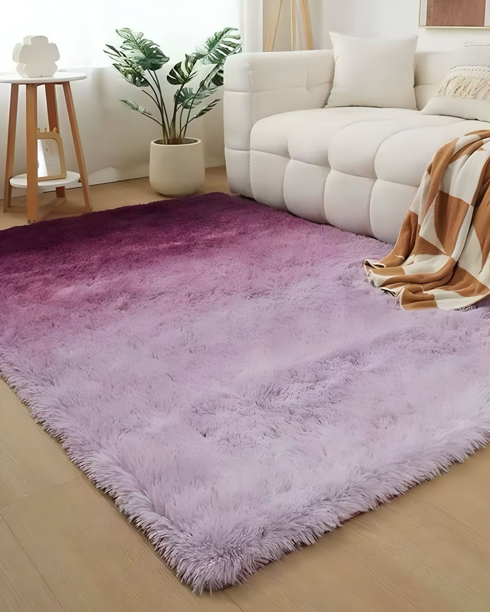ALFOMBRA PELUDA SUAVE 240 X 200 CM PRIMERA CALIDAD VIOLETA JASPEADO - 2