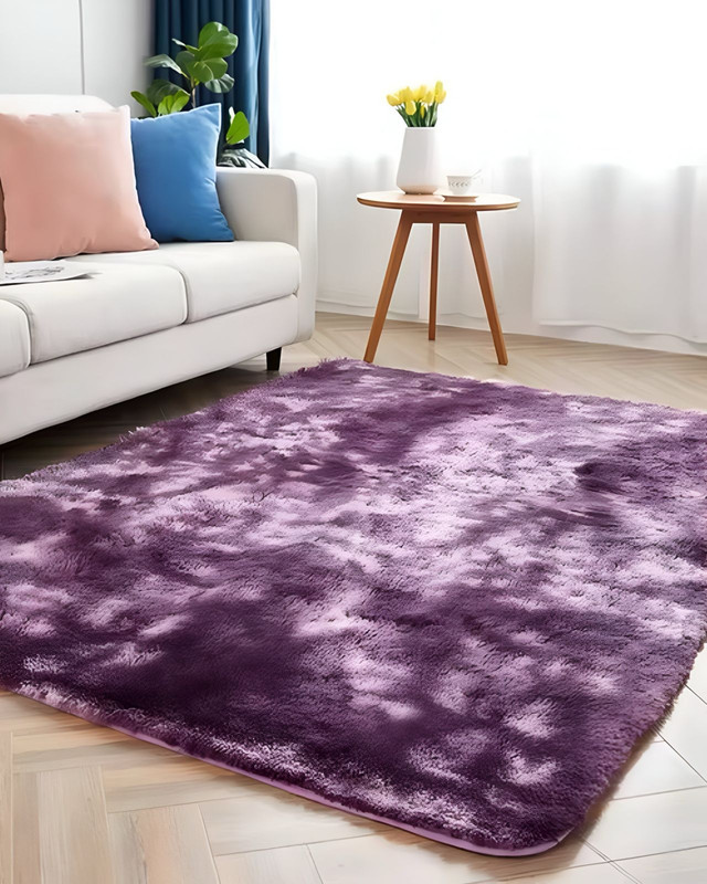 ALFOMBRA PELUDA SUAVE 180 X 200 CM PRIMERA CALIDAD VIOLETA - 1