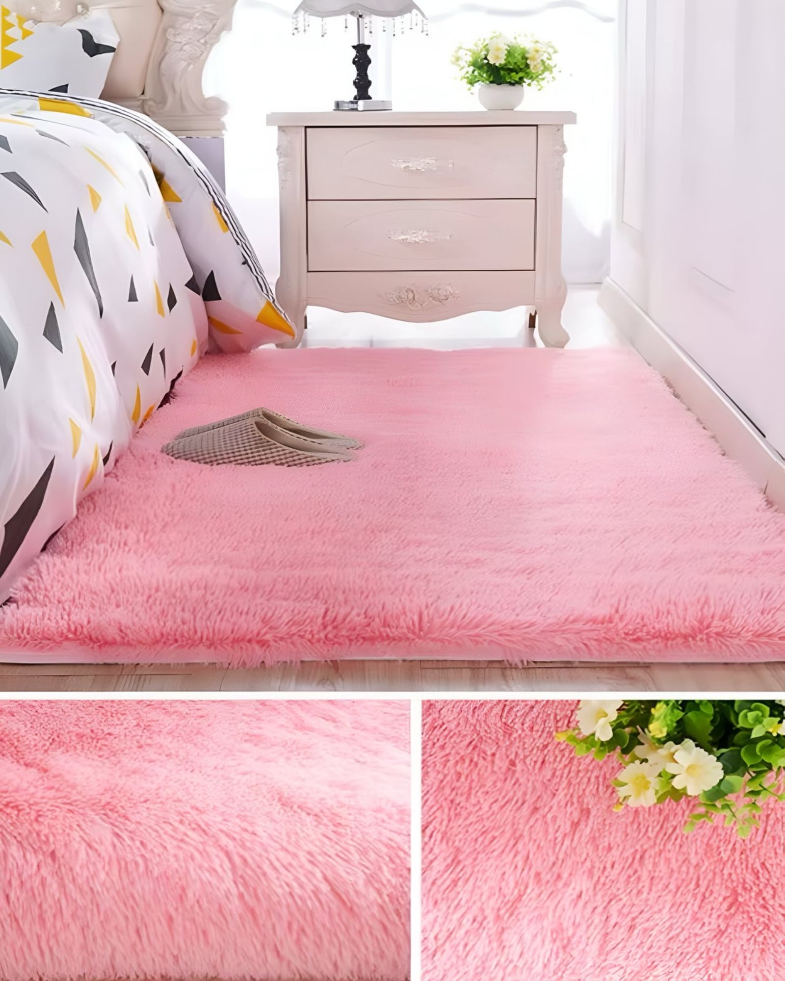 ALFOMBRA PELUDA SUAVE 200 X 300 CM PRIMERA CALIDAD ROSA - 2