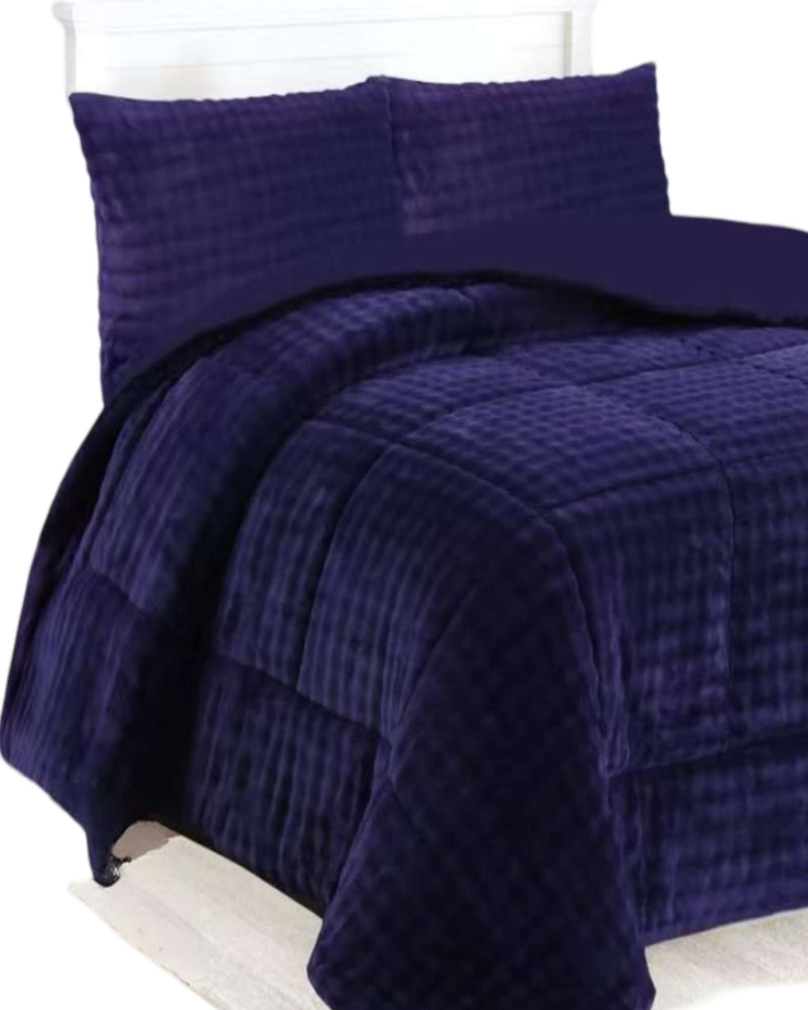 CUBRECAMA CON CHIPORRO CON RELIEVE 2P AZUL - 1