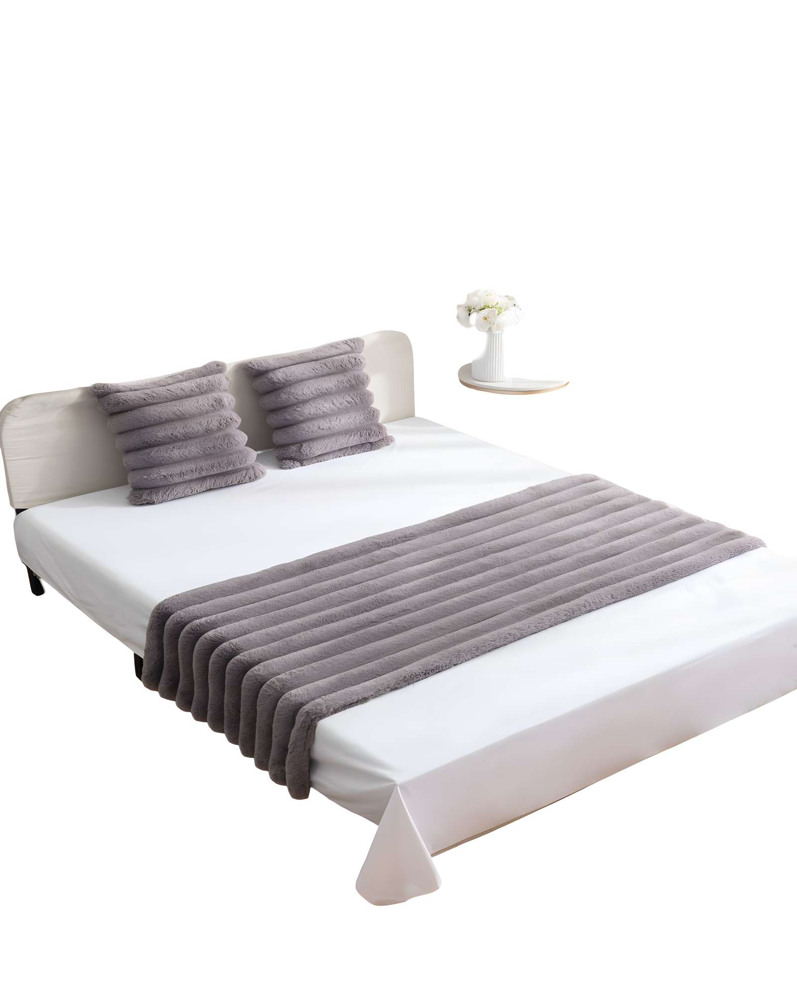JUEGO DE PIECERA CON DOS FUNDAS DE COJIN MODELO LINEAL KING GRIS - 2