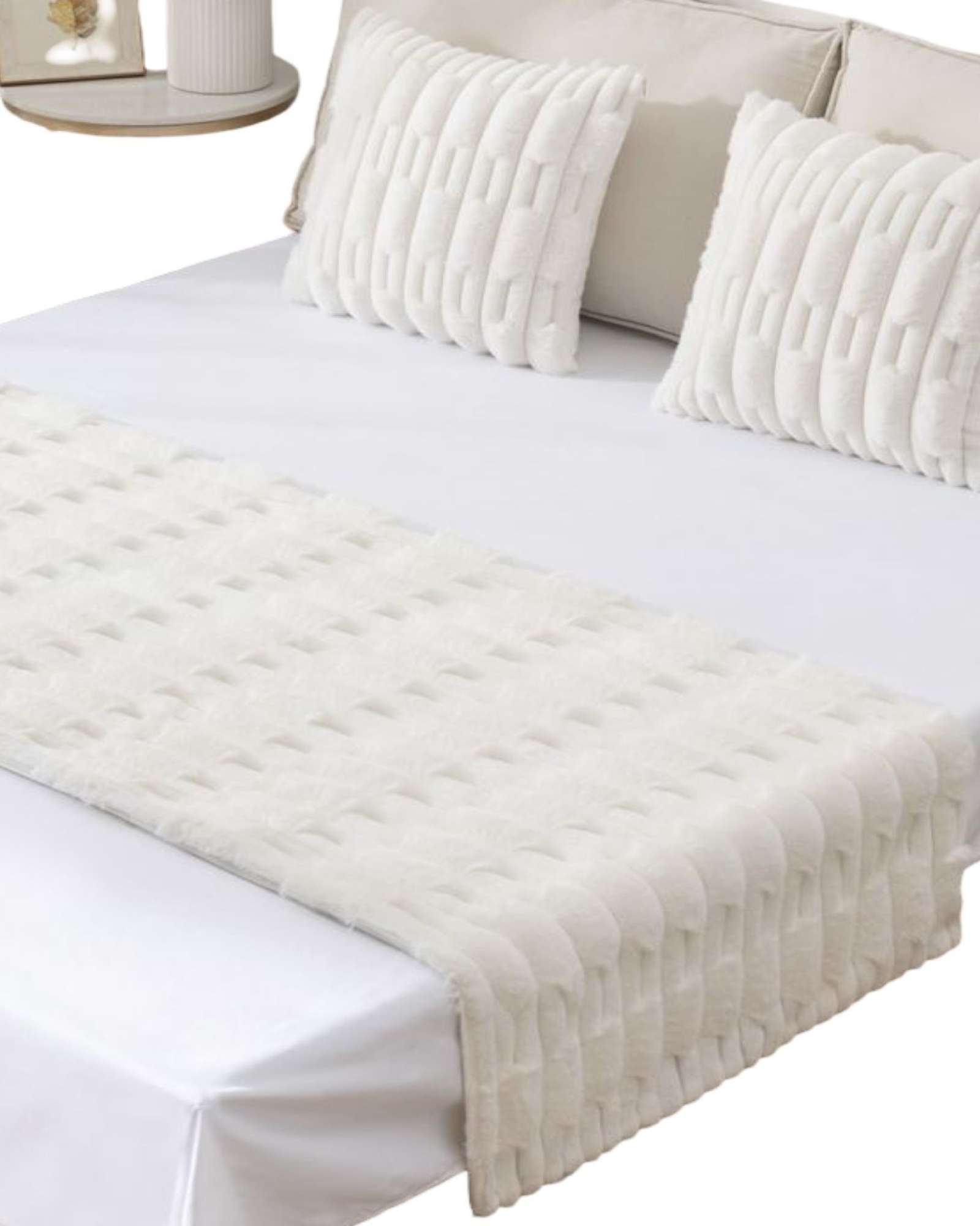 PIECERA SIN FUNDAS DISEÑO BAMBU EN COLOR BLANCO - 2