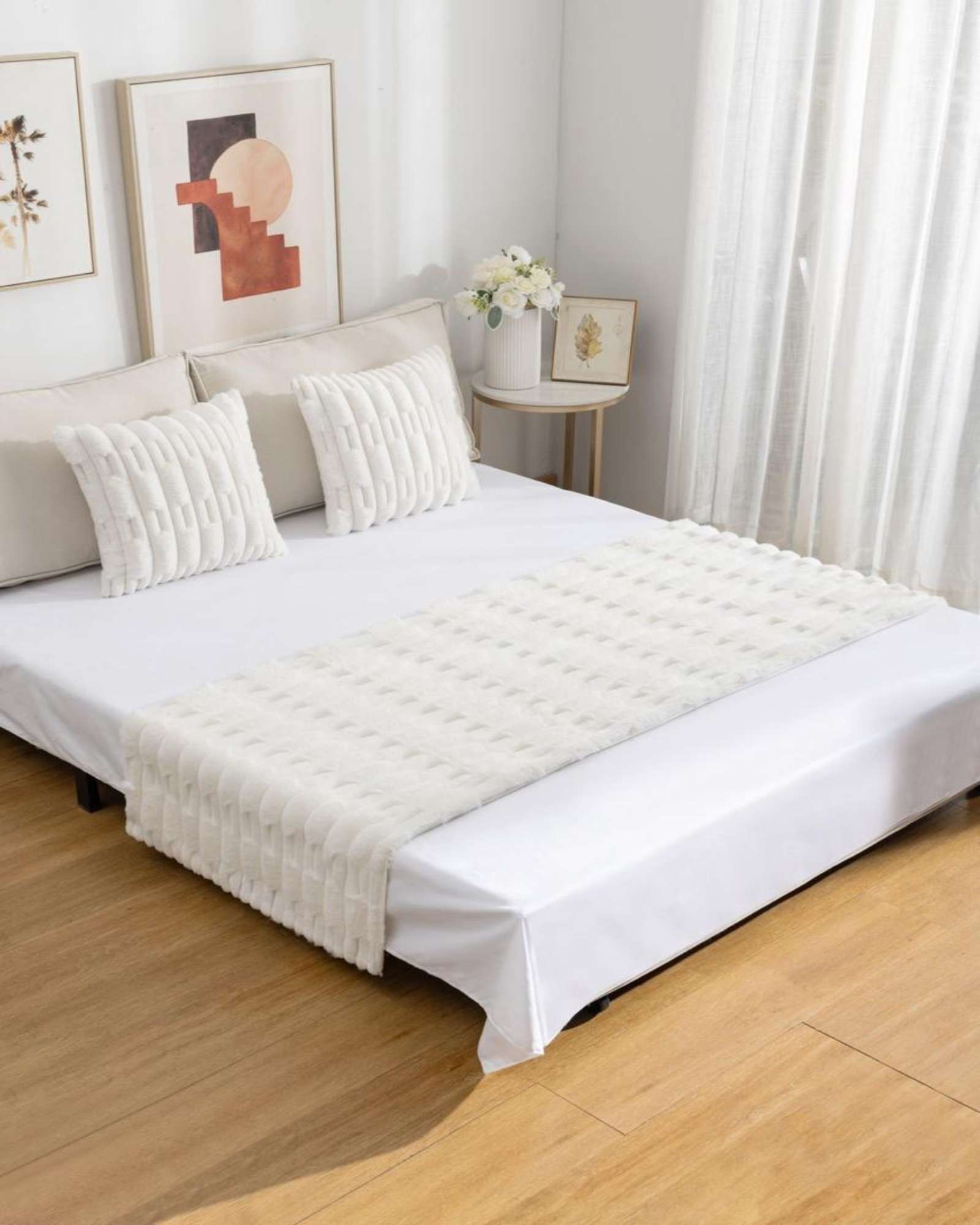 PIECERA SIN FUNDAS DISEÑO BAMBU EN COLOR BLANCO - 4