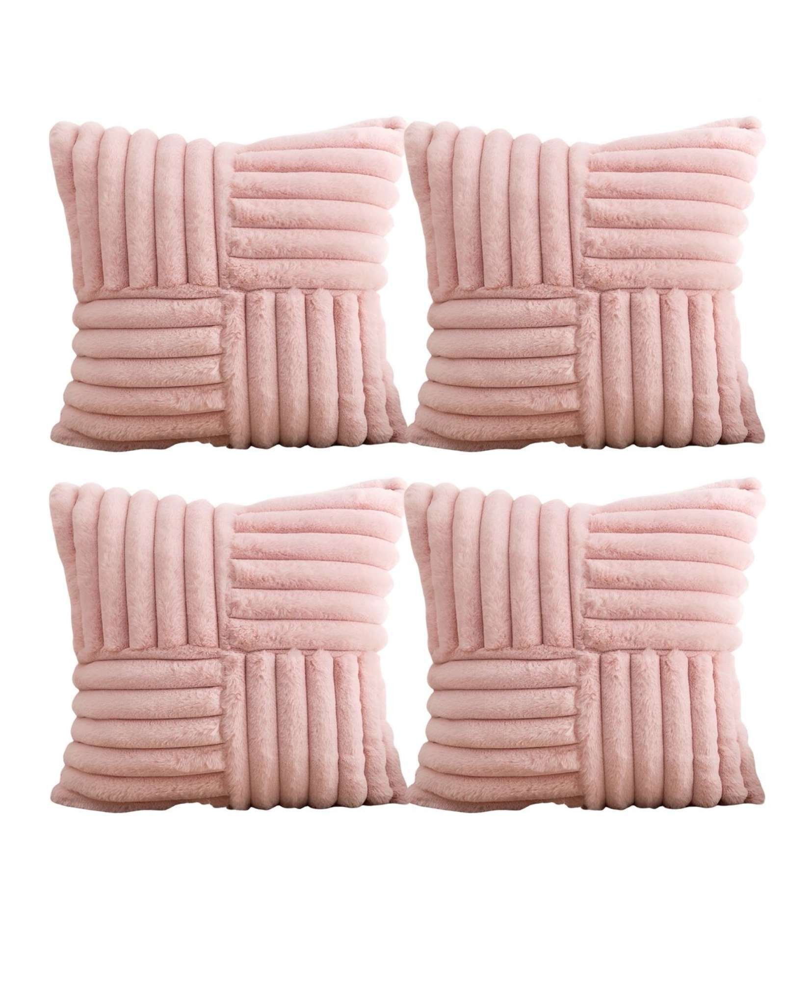 PACK DE 4 FUNDAS PELUDA EMPALMADA ROSA - 2