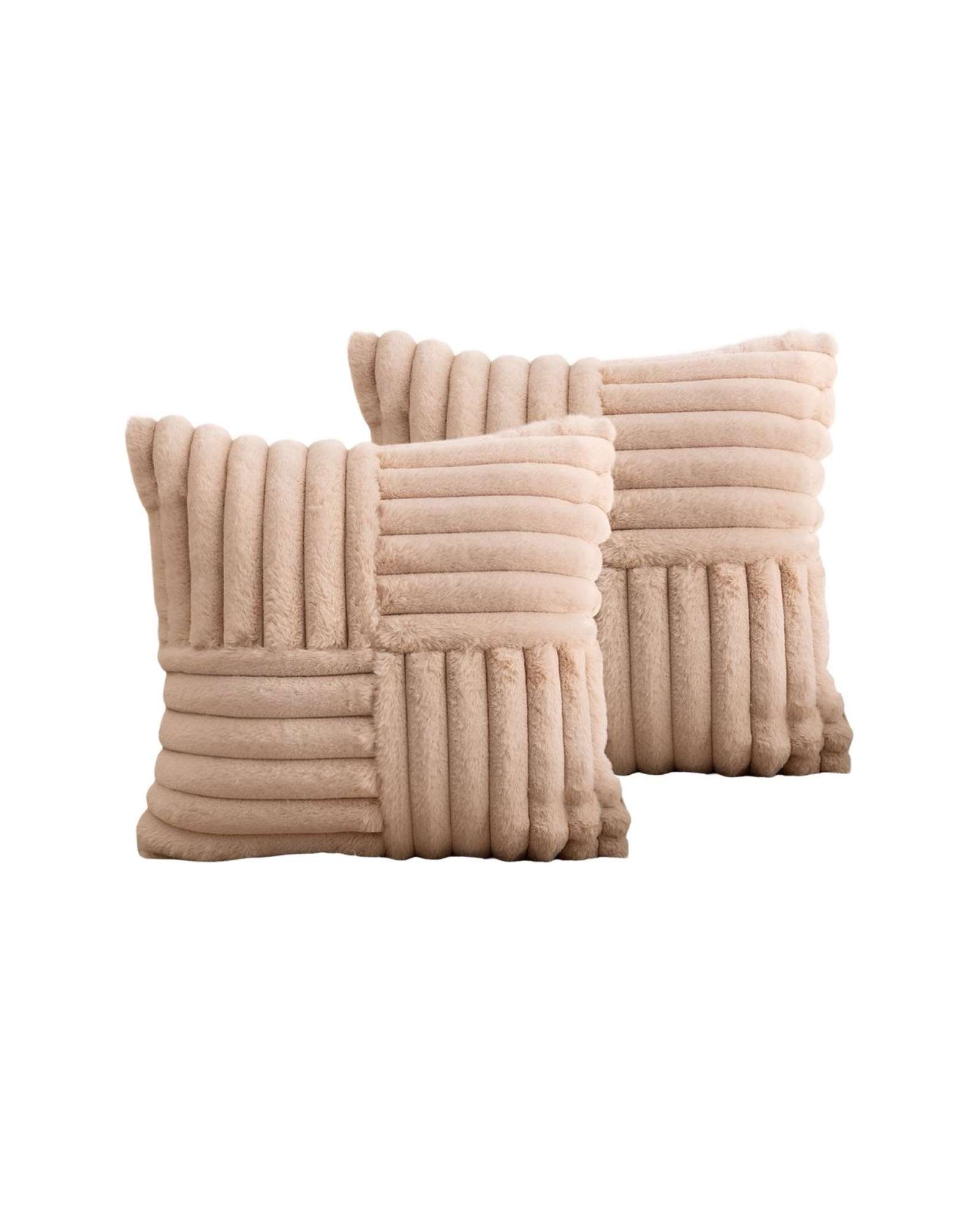 PACK DE 2 FUNDAS PELUDA EMPALMADA BEIGE - 2