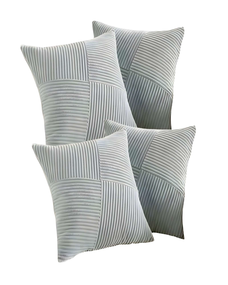 PACK DE 4 FUNDAS DE COJIN FELPA GRIS - 1