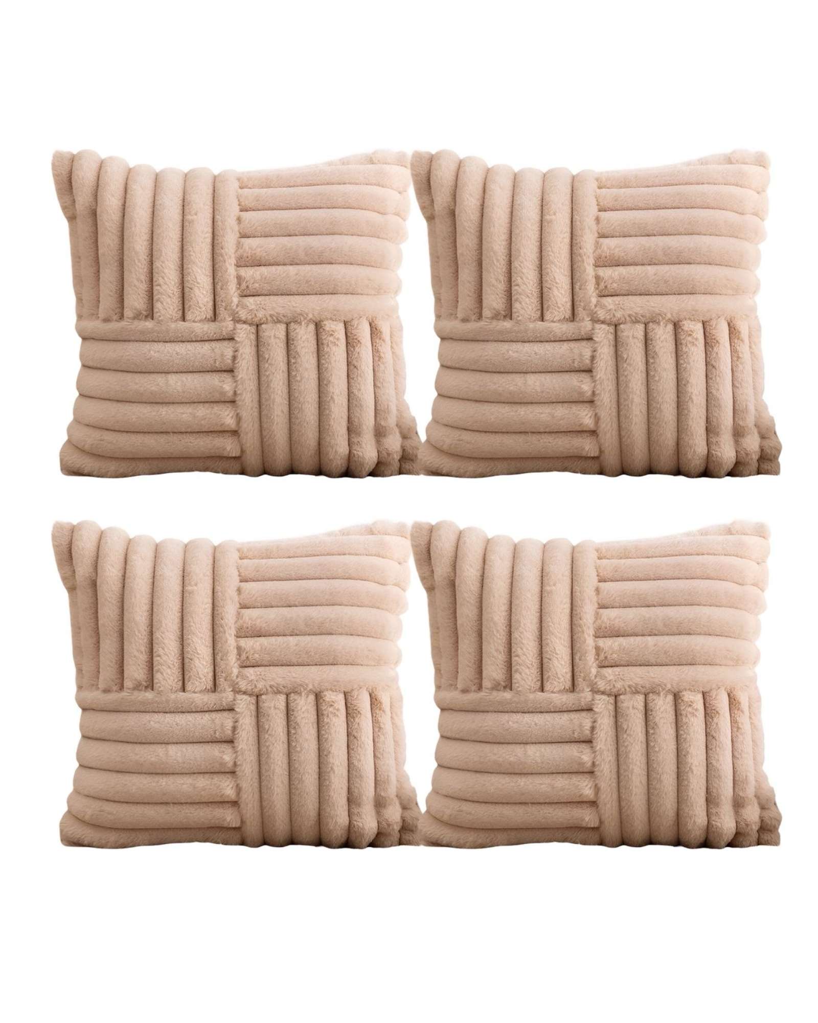 PACK DE 4 FUNDAS PELUDA EMPALMADA BEIGE - 2