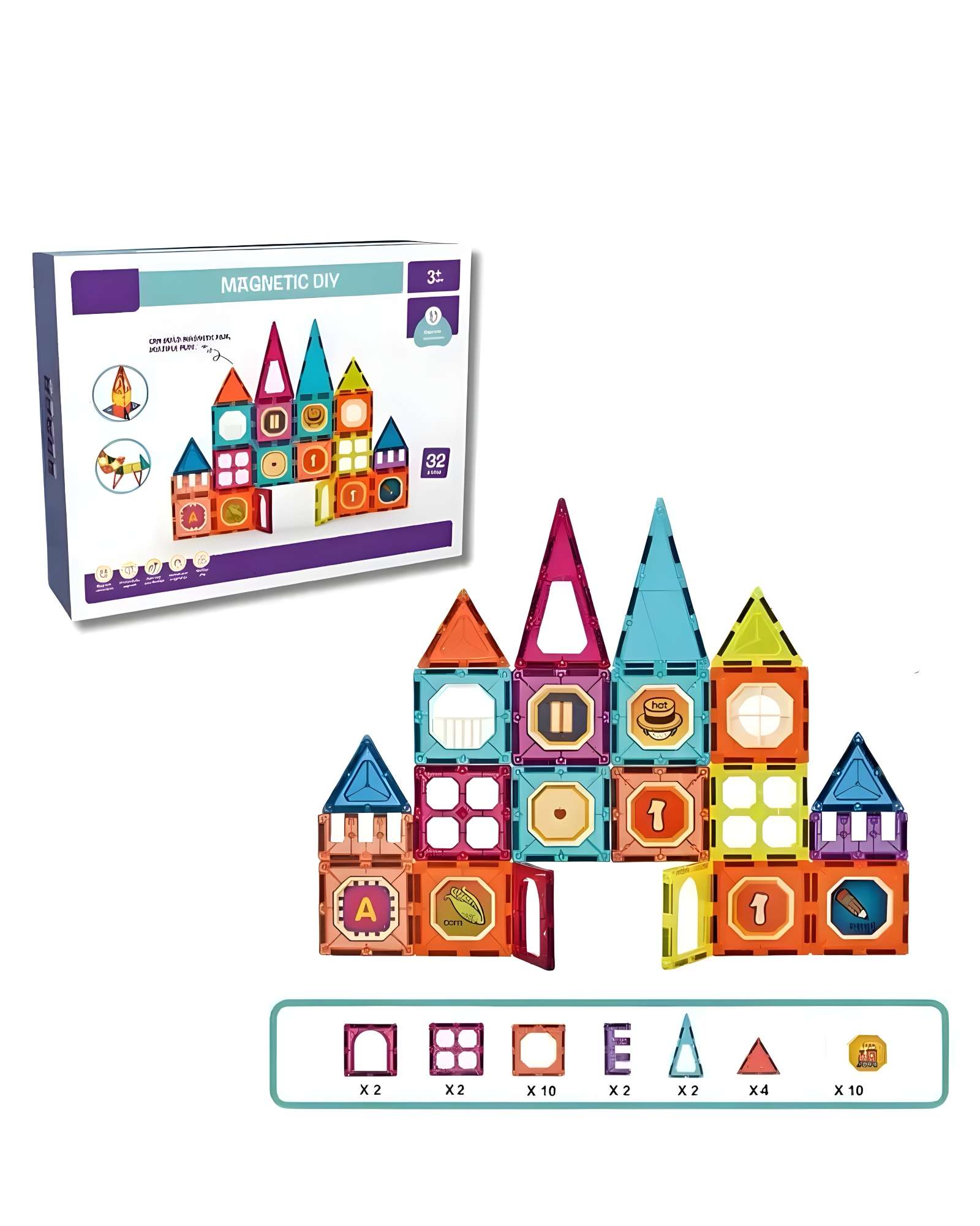 BLOCK MAGNETICO CASTILLO 32 PIEZAS MULTICOLOR - 2