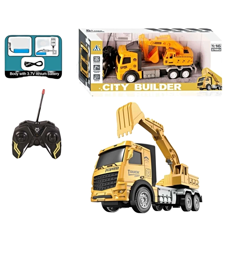 EXCAVADORA RECARGABLE CON CONTROL REMOTO AMARILLO - 1