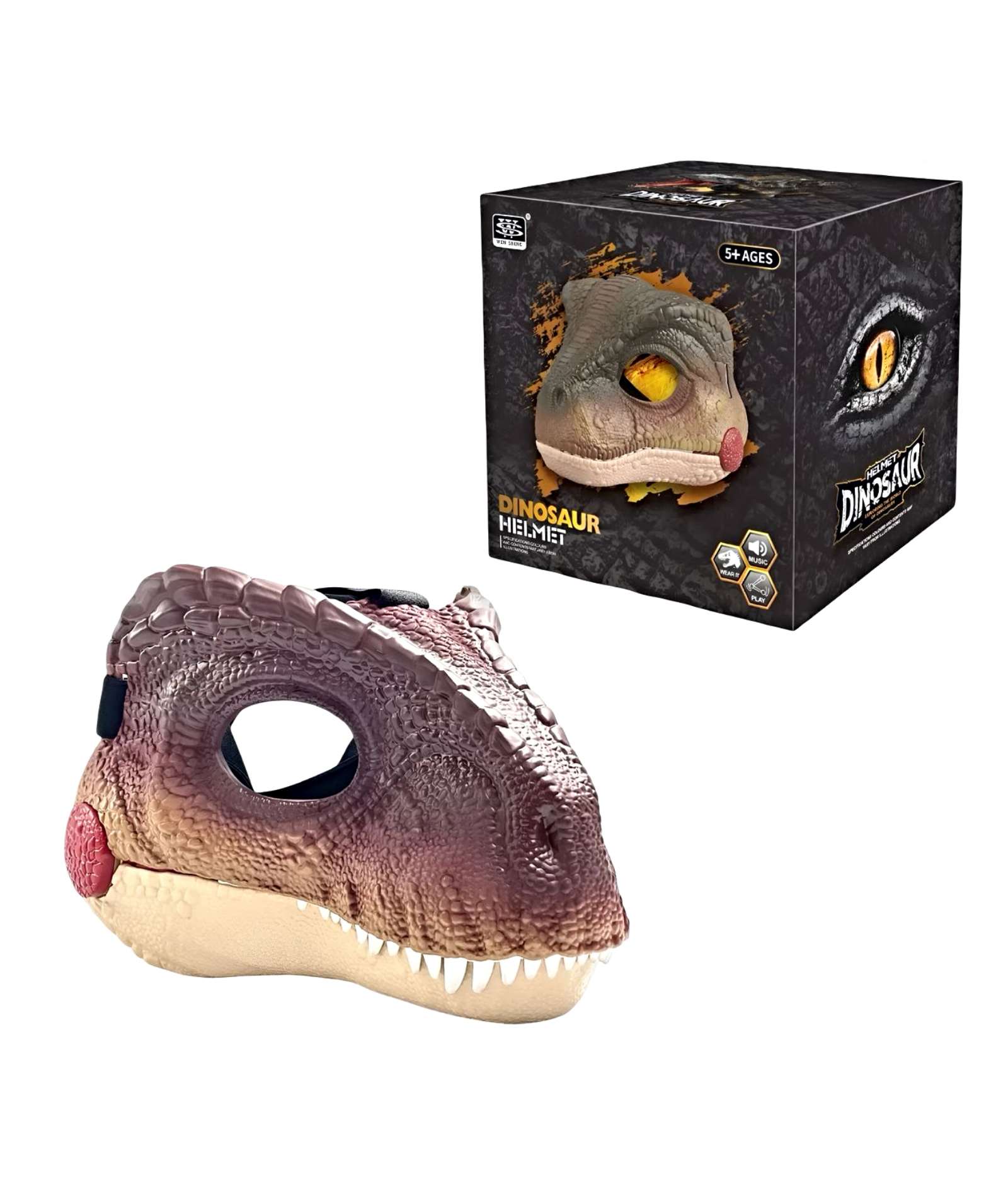 JUGUETE MÁSCARA INFANTIL DE DINOSAURIO EN COLOR CAFE - 3