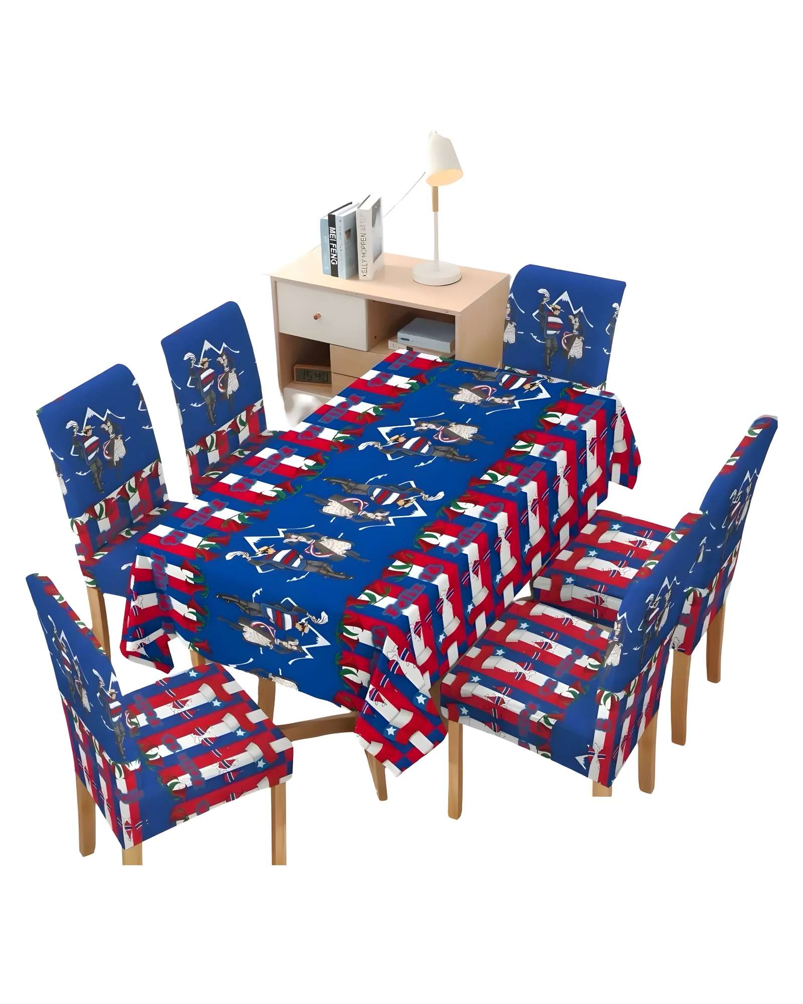 MANTEL FIESTAS PATRIAS DE TELA CON FUNDAS DE SILLAS ELASTICADAS M5 - 2