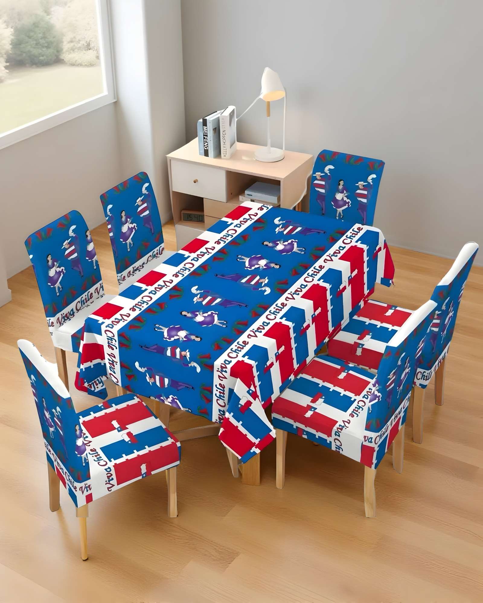MANTEL FIESTAS PATRIAS DE TELA CON FUNDAS DE SILLAS ELASTICADAS M3 - 3