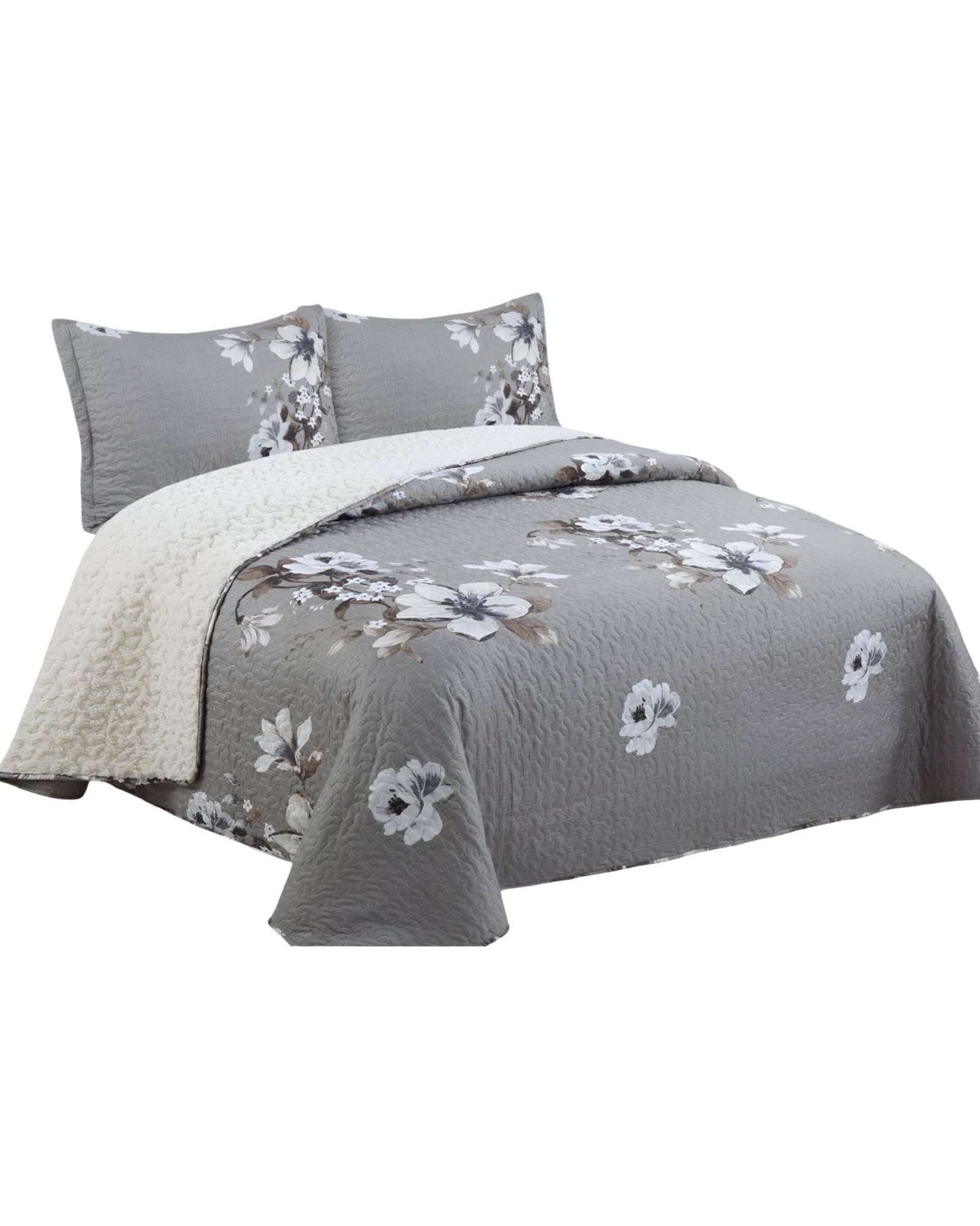 QUILT CON SHERPA 2 PLAZA GRIS J10 - 1