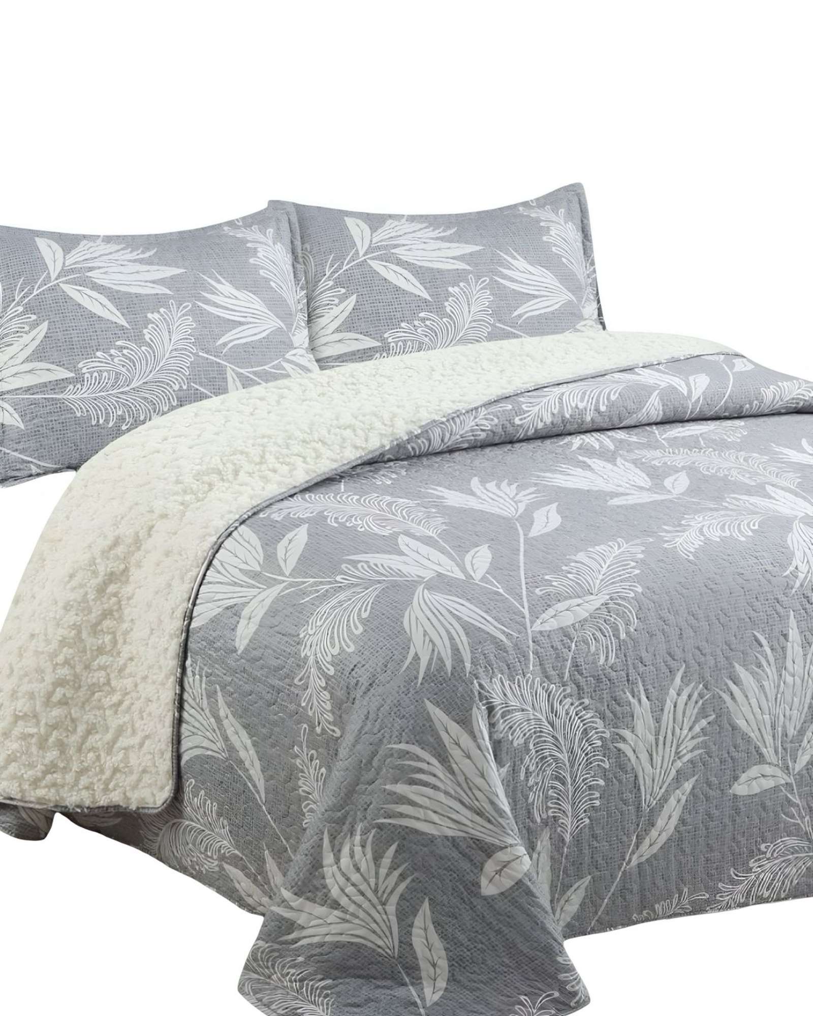 QUILT CON SHERPA 2 PLAZA GRIS J10 - 2