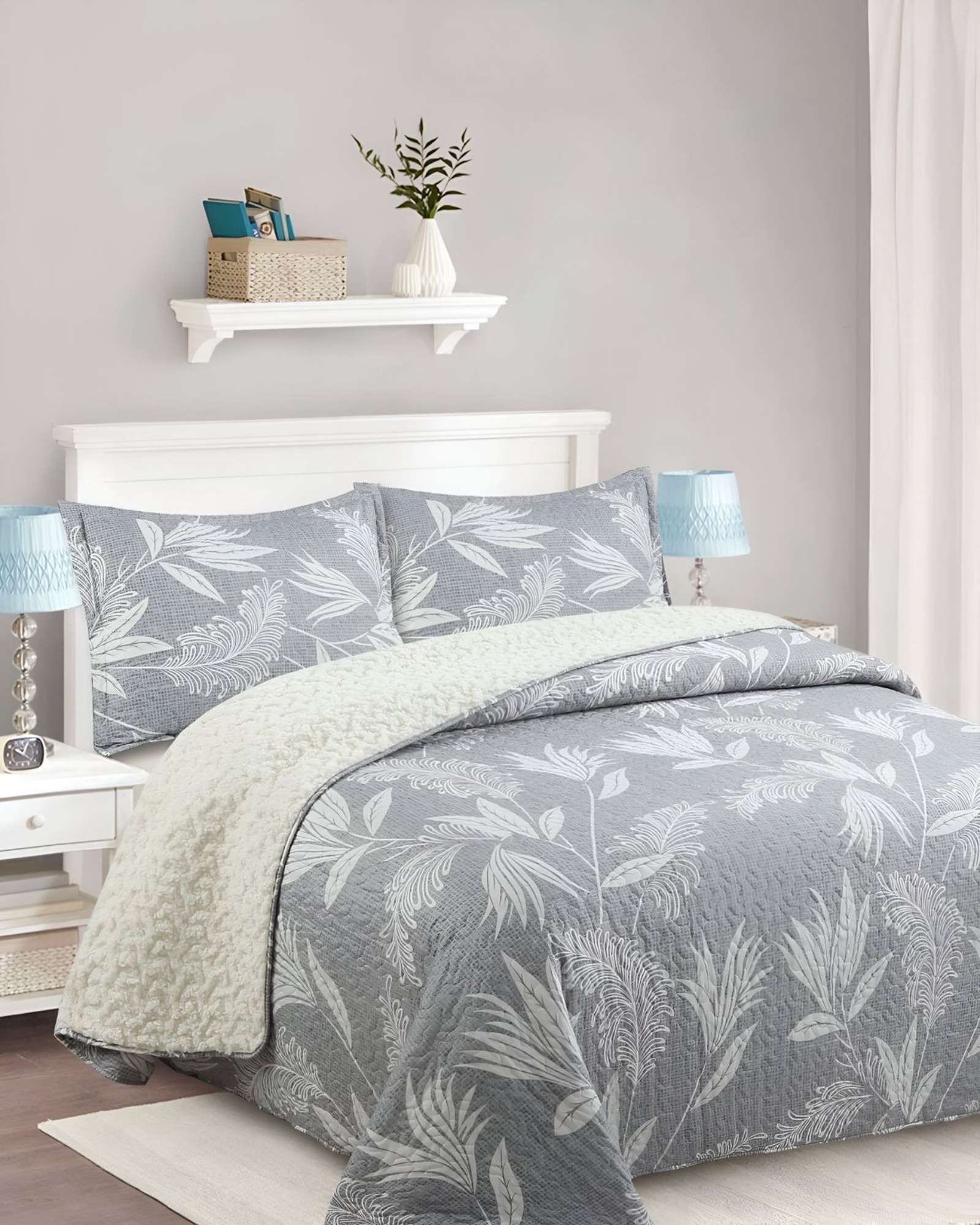 QUILT CON SHERPA 2 PLAZA GRIS J10 - 4