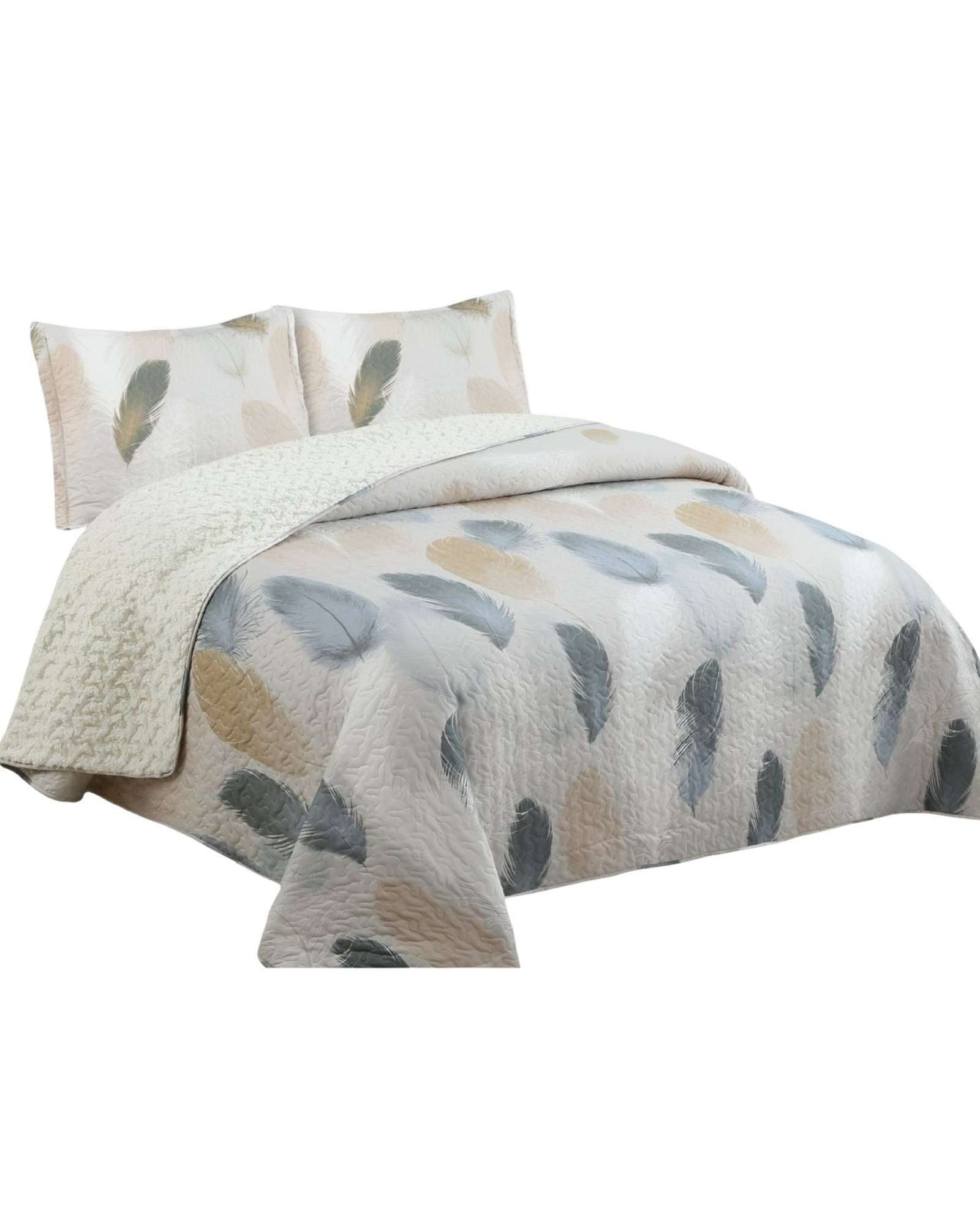 QUILT CON SHERPA 2 PLAZA BEIGE J15 - 1