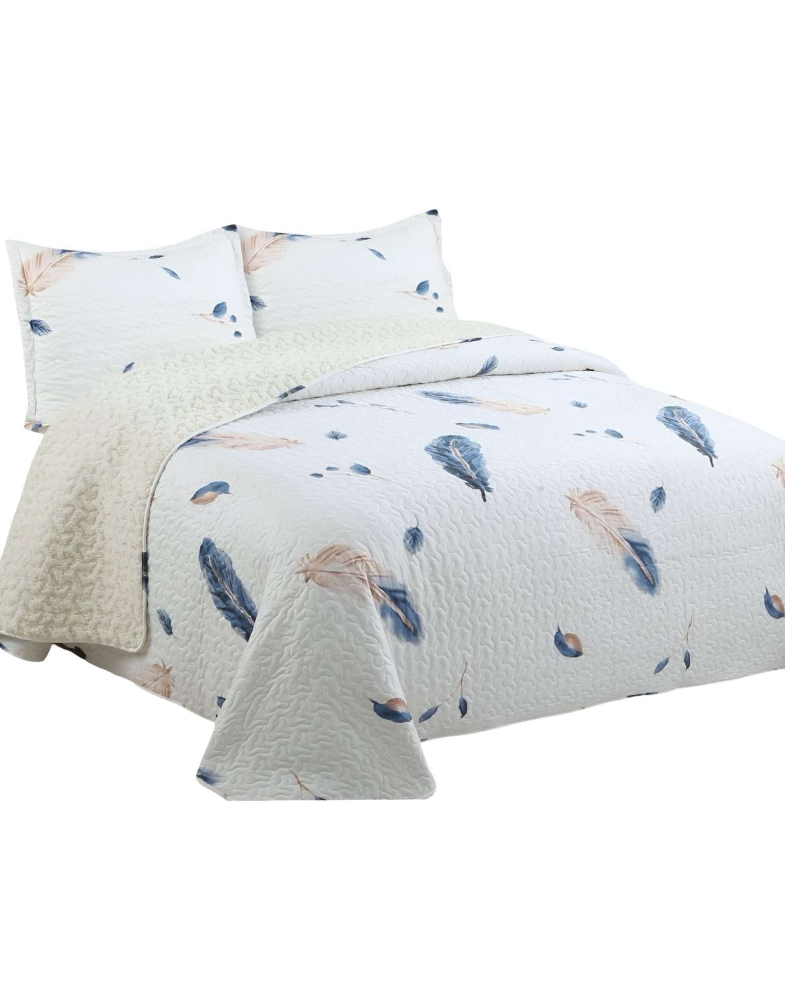 QUILT CON SHERPA PLAZA Y MEDIA BLANCO J1 - 1