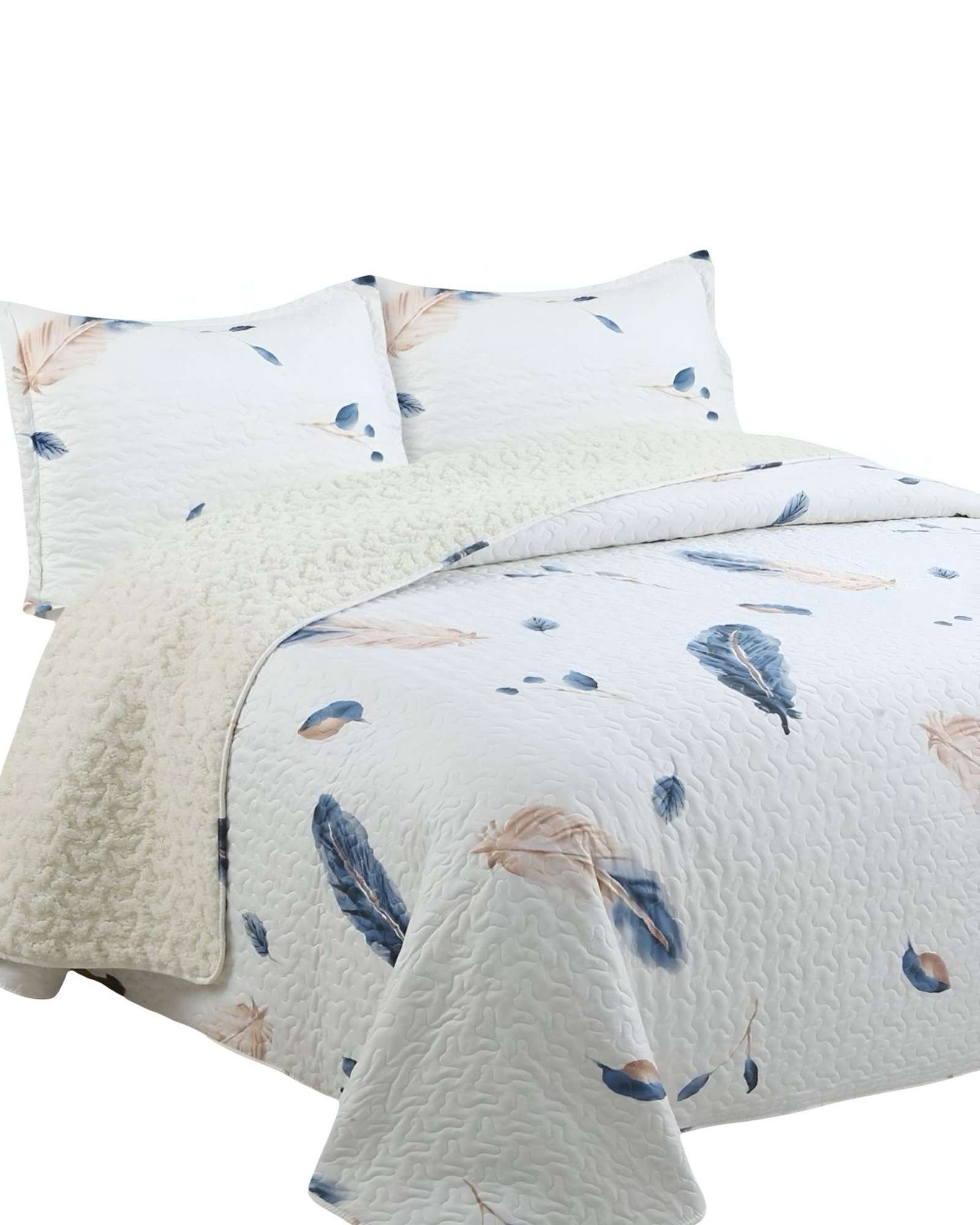 QUILT CON SHERPA PLAZA Y MEDIA BLANCO J1 - 2