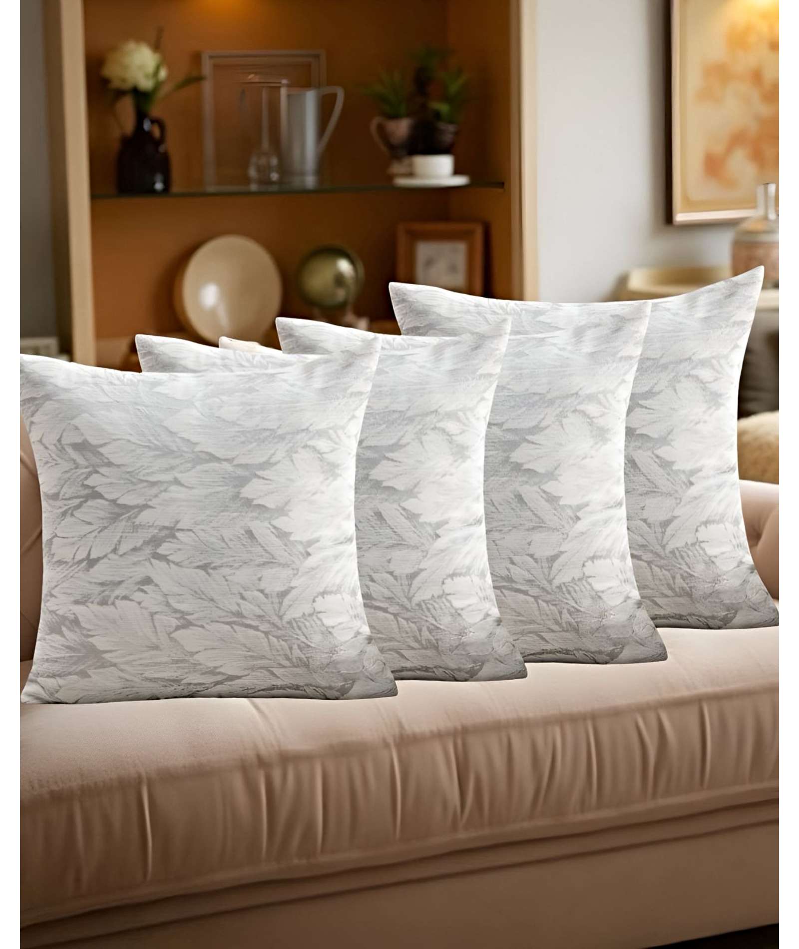 PACK DE 4 FUNDAS DE COJINES CON DISEÑO DE HOJA 45CM X 45 CM C2 - 4