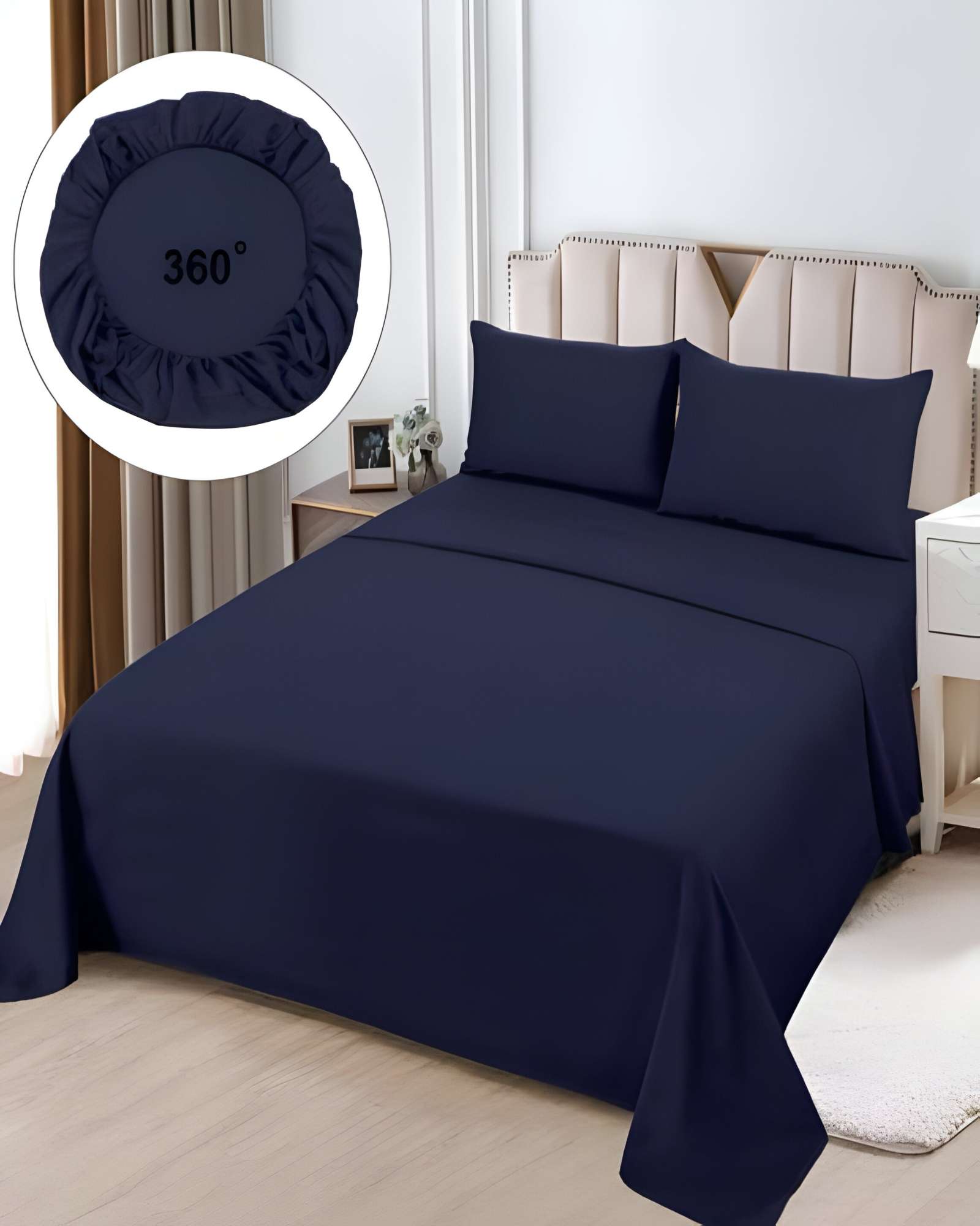 JUEGO DE SABANAS SUPERKING AZUL OSCURO - 3