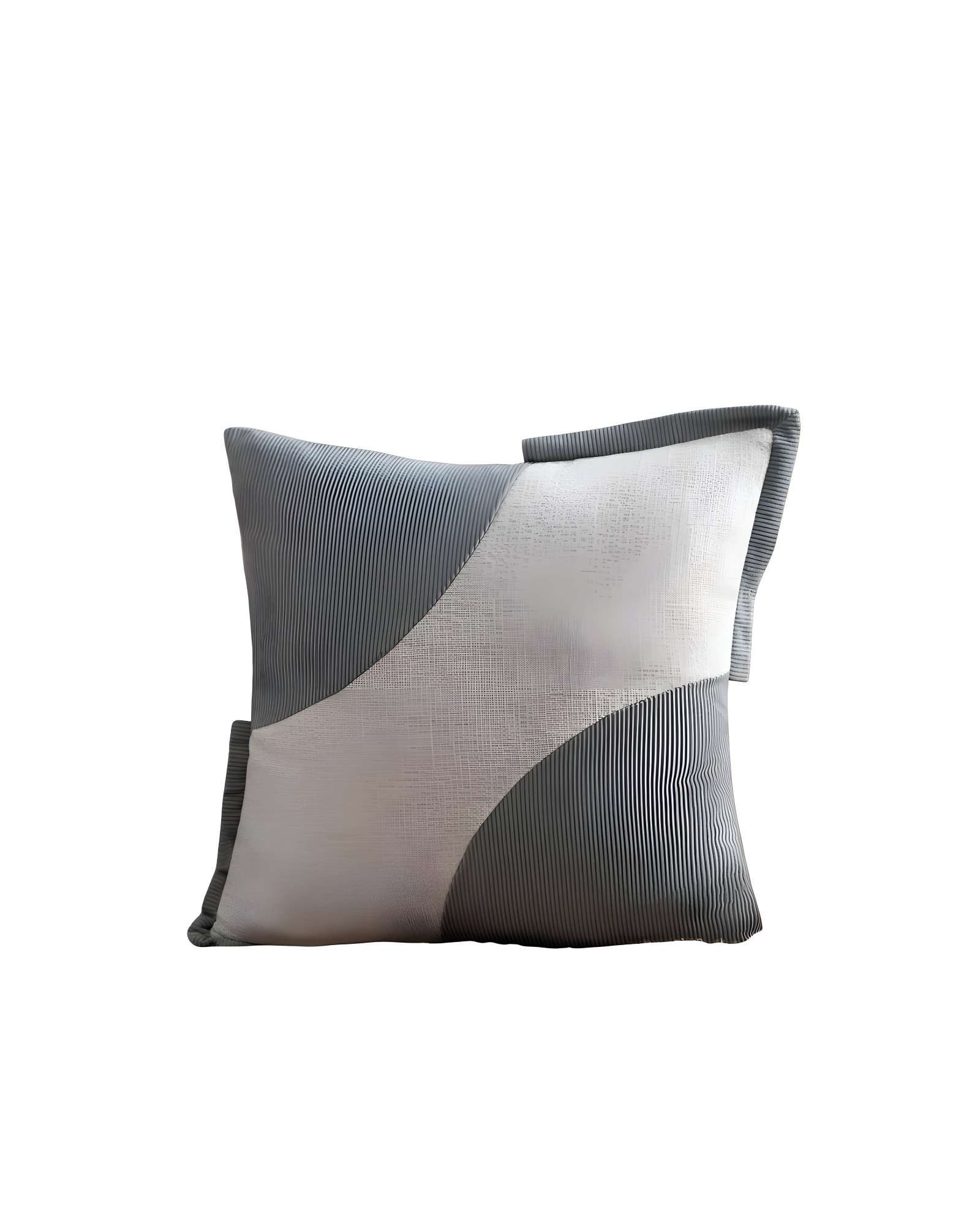 SET DE 4 FUNDAS DE COJINES DISEÑO TELA PANA EMPALMADO 45CM X 45 CM GRIS CLARO - 2