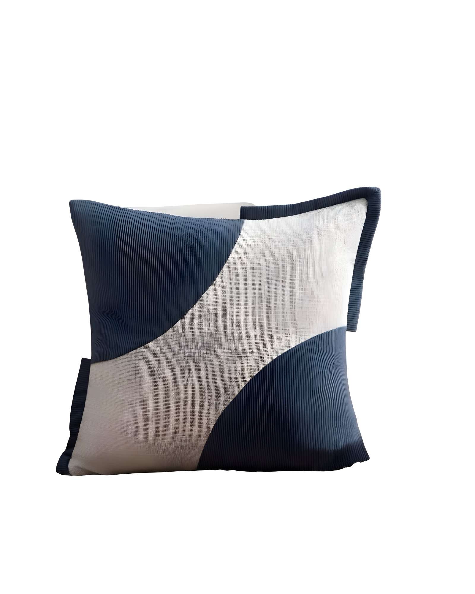 SET DE 4 FUNDAS DE COJINES DISEÑO TELA PANA EMPALMADO 45CM X 45 CM AZUL - 2