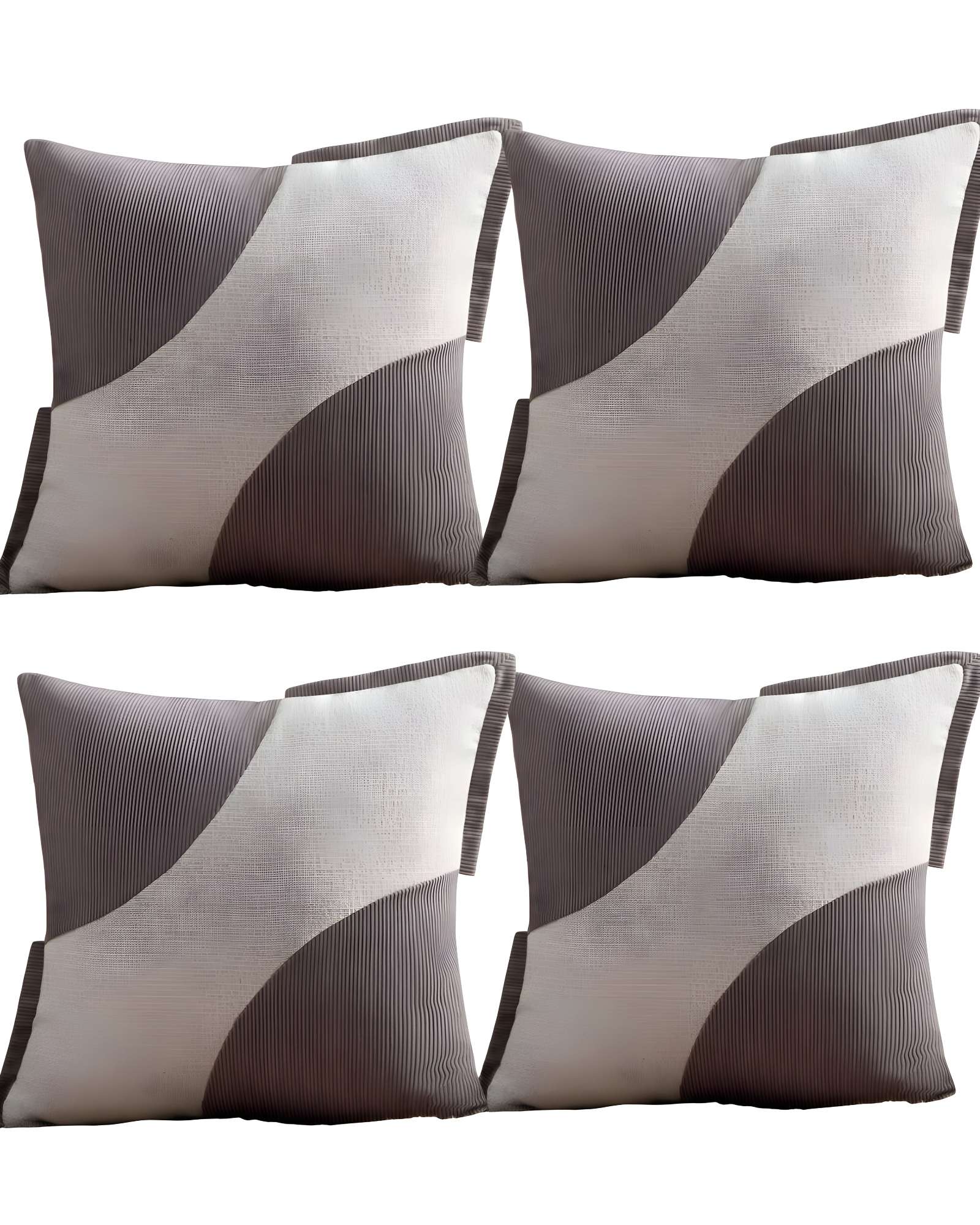 SET DE 4 FUNDAS DE COJINES DISEÑO TELA PANA EMPALMADO 45CM X 45 CM GRIS - 1