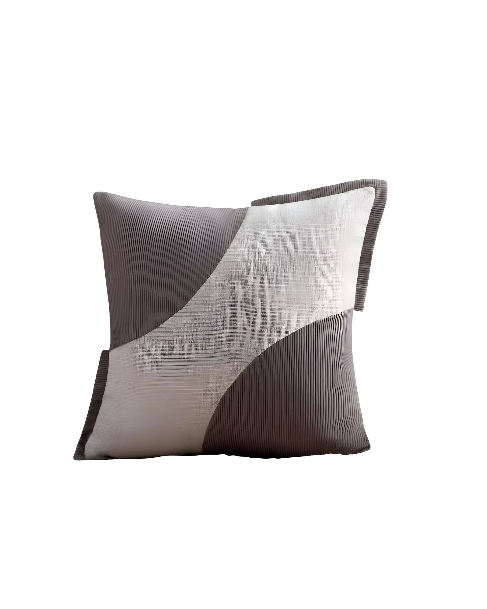 SET DE 4 FUNDAS DE COJINES DISEÑO TELA PANA EMPALMADO 45CM X 45 CM GRIS - 2