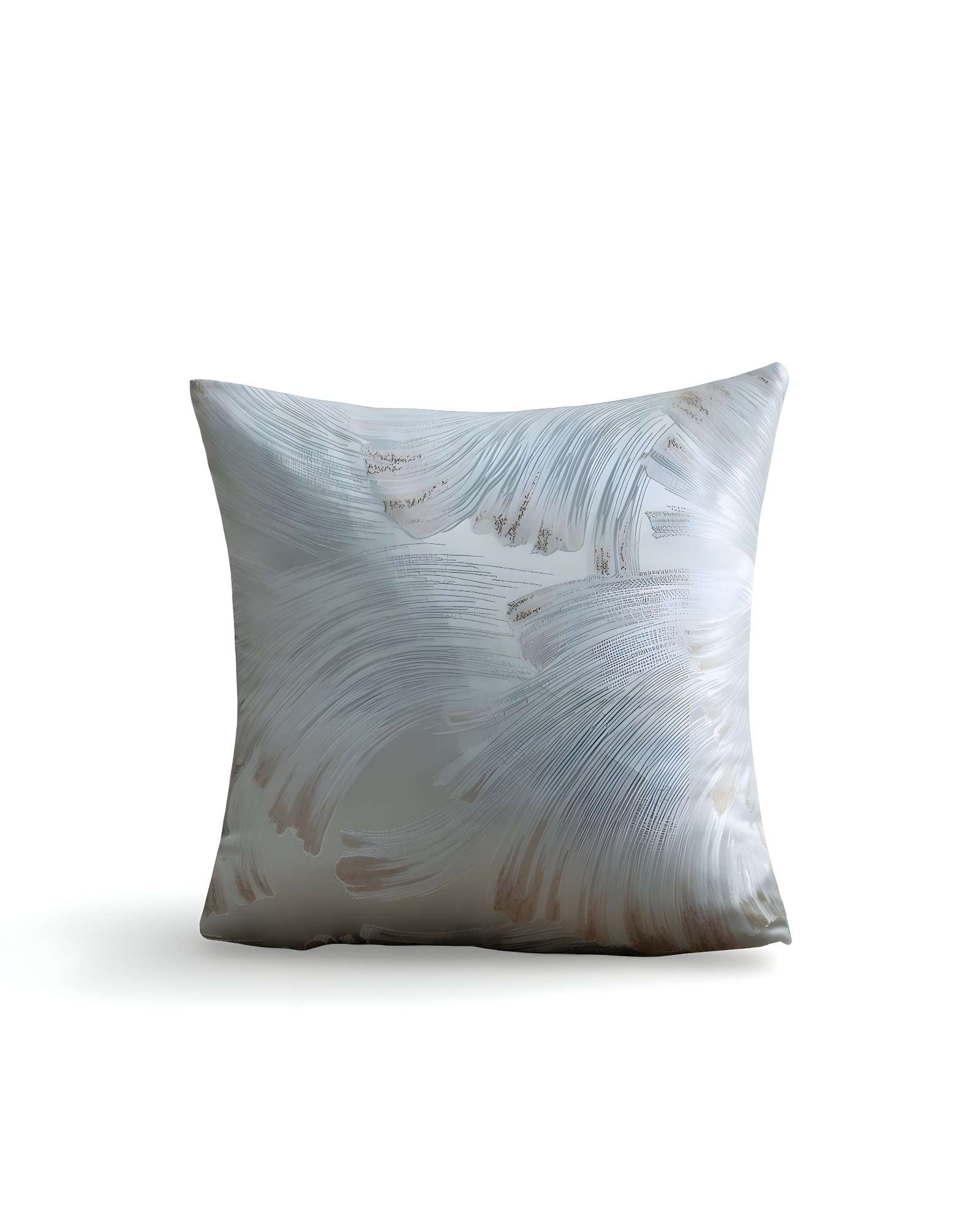 SET DE 4 FUNDAS DE COJINES SATIN DISEÑO HOJAS 45CM X 45 CM CELESTE - 2