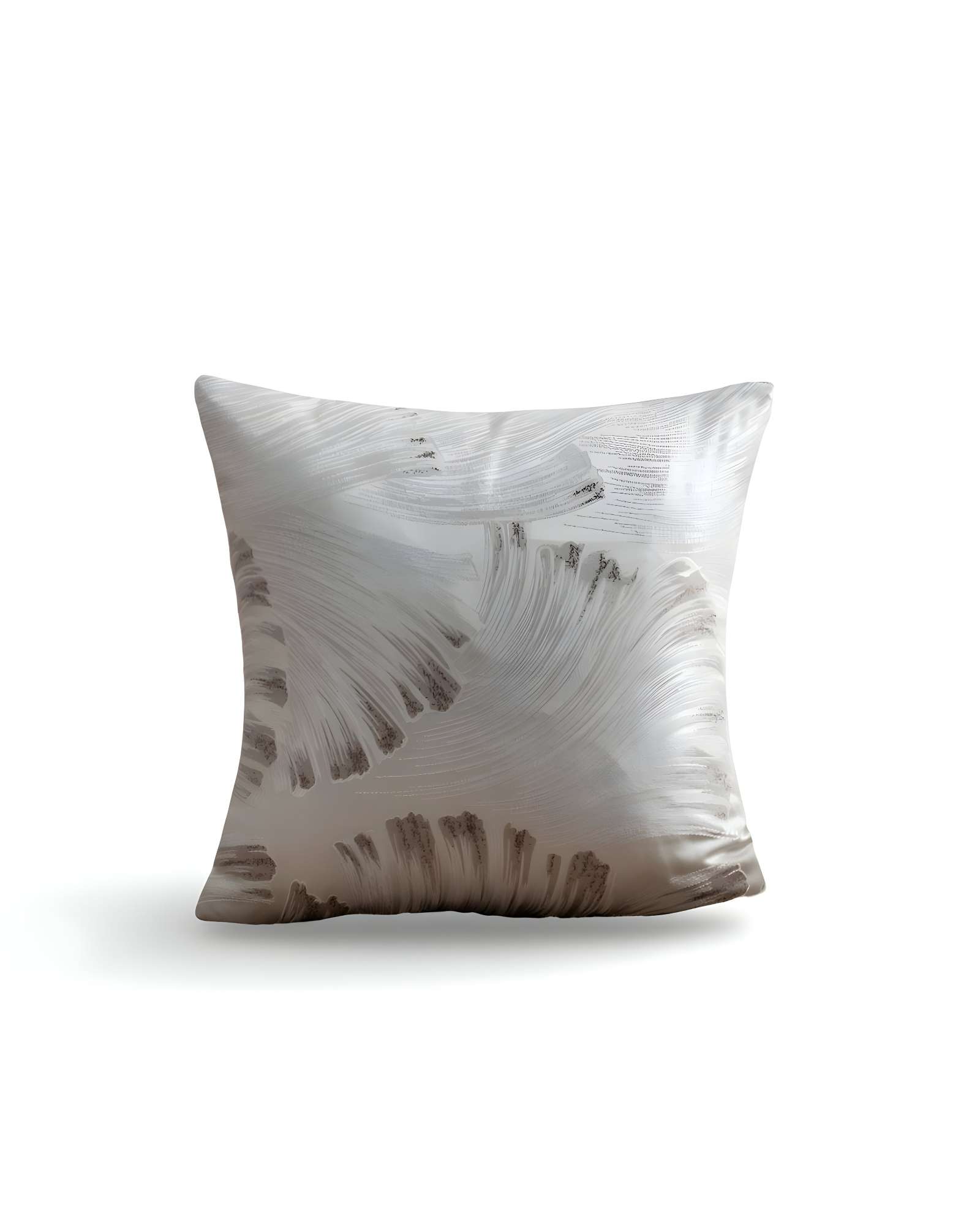 SET DE 4 FUNDAS DE COJINES SATIN DISEÑO HOJAS 45CM X 45 CM BLANCO - 2