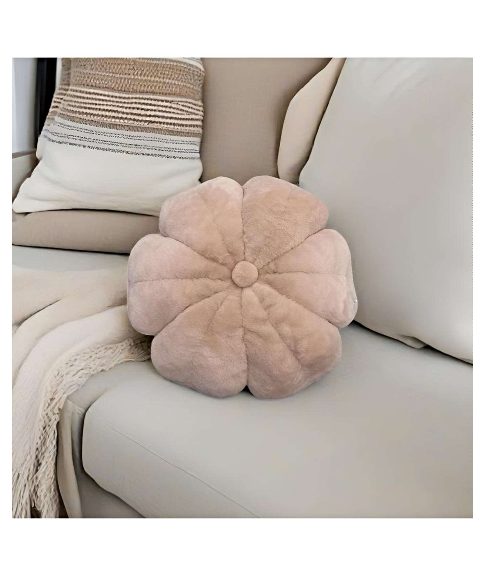COJIN DISEÑO FLOR BEIGE 50 CM - 3