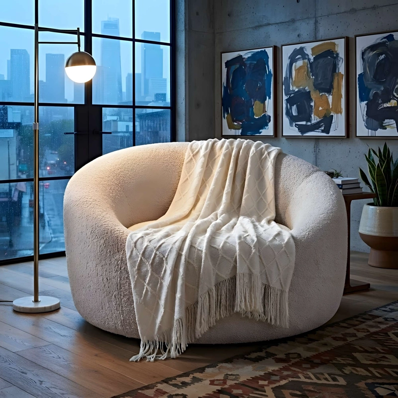 MANTA DECORATIVA CON DISEÑO TRENZADO 127X172 CM M04 - 1