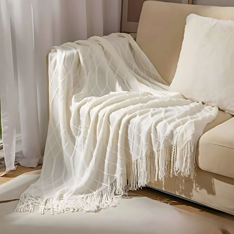 MANTA DECORATIVA CON DISEÑO TRENZADO 127X172 CM M04 - 3