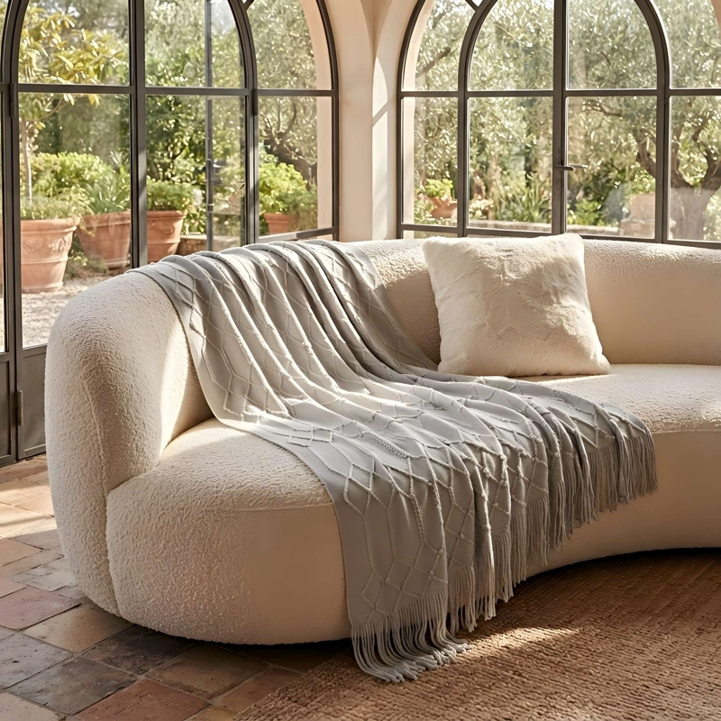 MANTA DECORATIVA CON DISEÑO TRENZADO 127X172 CM M02 - 1