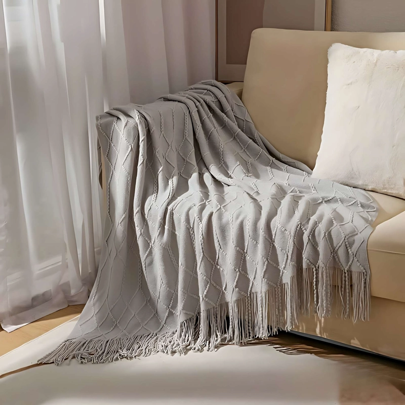MANTA DECORATIVA CON DISEÑO TRENZADO 127X172 CM M02 - 2