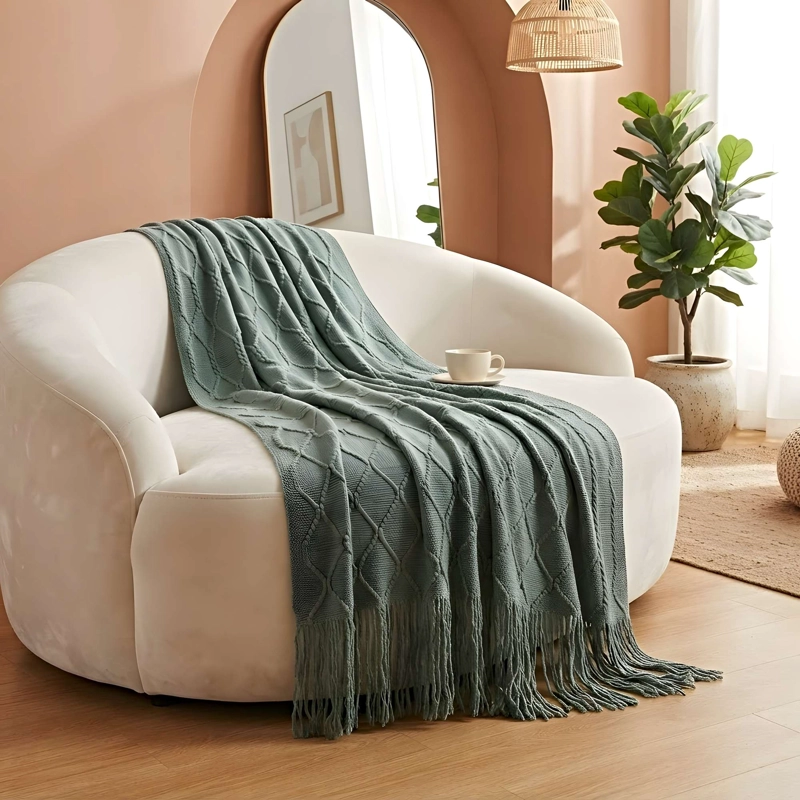 MANTA DECORATIVA CON DISEÑO TRENZADO 127X172 CM M01 - 1