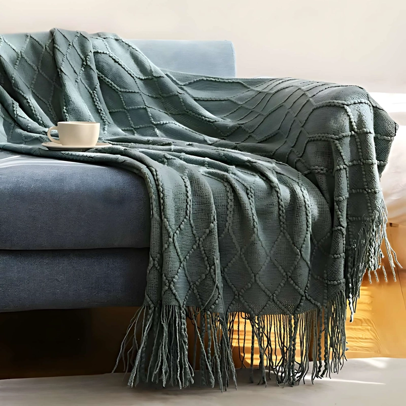 MANTA DECORATIVA CON DISEÑO TRENZADO 127X172 CM M01 - 2