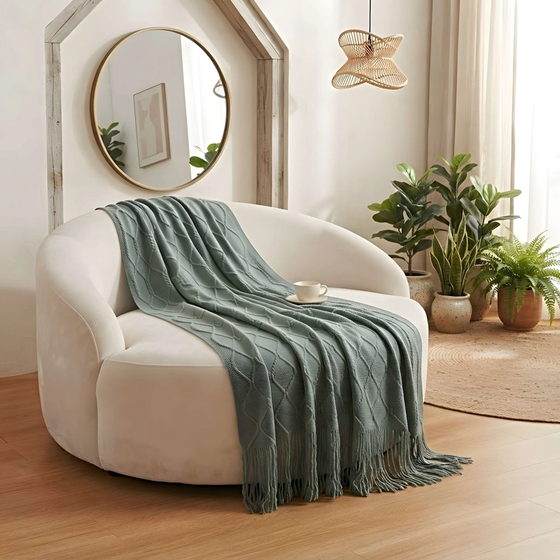 MANTA DECORATIVA CON DISEÑO TRENZADO 127X172 CM M01 - 3