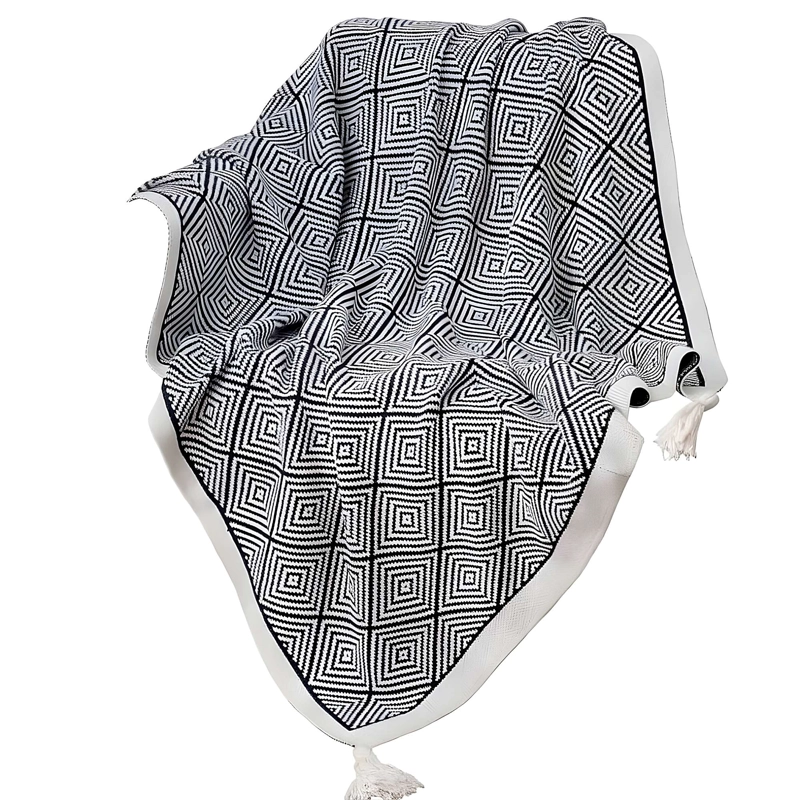 MANTA DECORATIVA CON ESTAMPADO Y BORLAS 130X150 CM M03 - 3