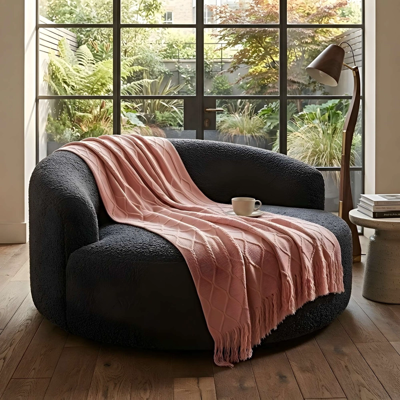 MANTA DECORATIVA CON DISEÑO TRENZADO 127X172 CM M06 - 2