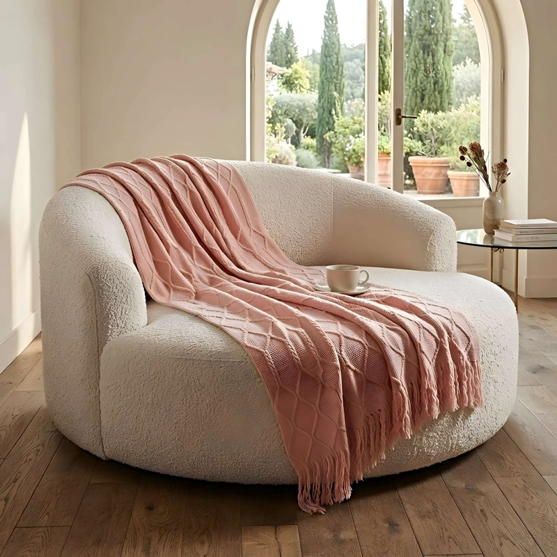 MANTA DECORATIVA CON DISEÑO TRENZADO 127X172 CM M06 - 4