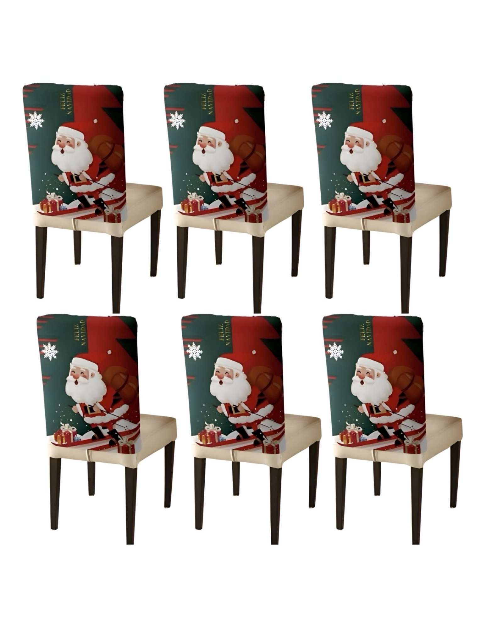 PACK DE 6 FUNDAS DE RESPALDO DE SILLAS DE NAVIDAD N21 - 1