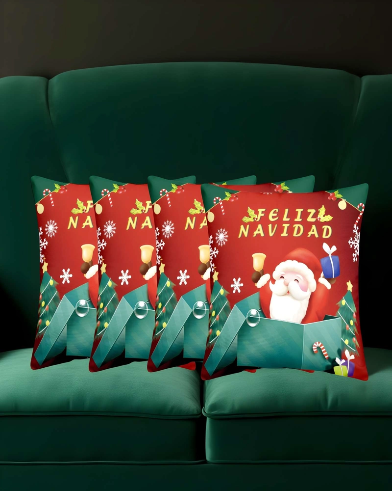 PACK DE 4 FUNDAS DE COJINES DE NAVIDAD 45X45 CM A08 - 4