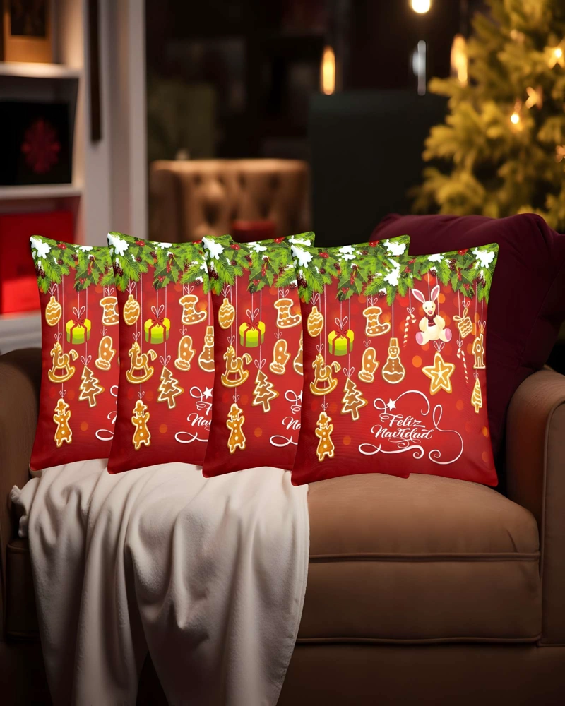 PACK DE 4 FUNDAS DE COJINES DE NAVIDAD 45X45 CM A02 - 4