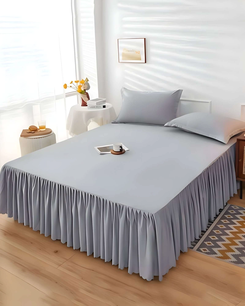 FALDON DE CAMA CON VOLADO PROTECTOR DE BASE DE CAMA KING 06 - 4