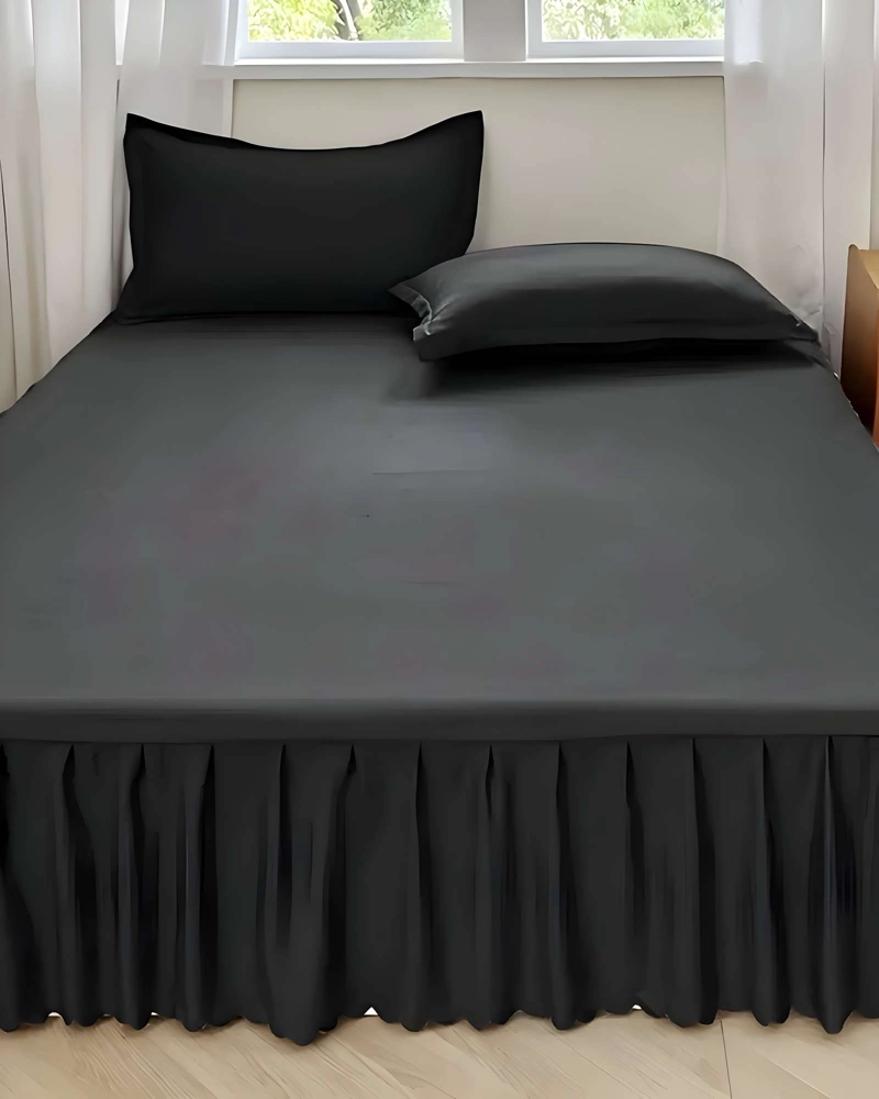 FALDON DE CAMA CON VOLADO PROTECTOR DE BASE DE CAMA PLAZA Y MEDIA 04 - 3