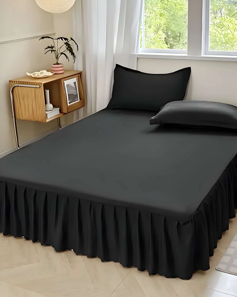 FALDON DE CAMA CON VOLADO PROTECTOR DE BASE DE CAMA PLAZA Y MEDIA 04 - 4