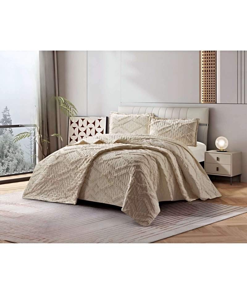 CUBRECAMA QUILT CON DISEÑO GEOMETRICO RELIEVE 2 PLAZAS 230 X 250 CM 04 - 4