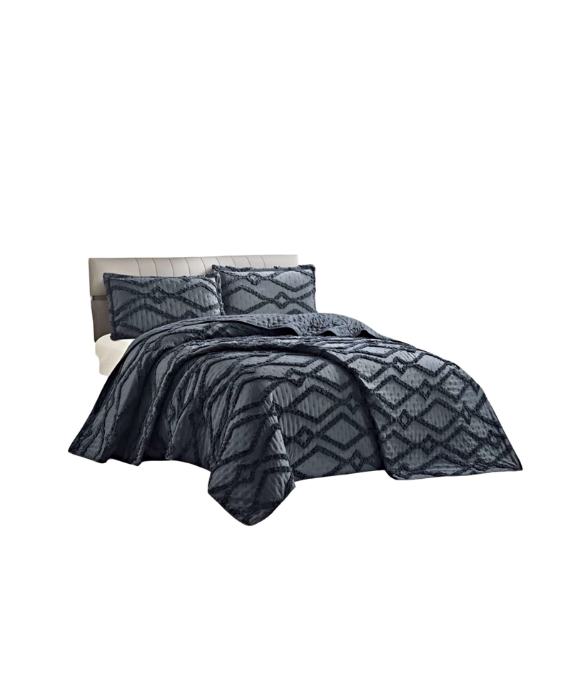 CUBRECAMA QUILT CON DISEÑO GEOMETRICO RELIEVE PLAZA Y MEDIA 180 X 230 CM 06 - 1