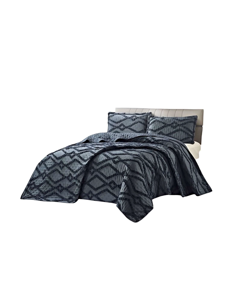 CUBRECAMA QUILT CON DISEÑO GEOMETRICO RELIEVE PLAZA Y MEDIA 180 X 230 CM 06 - 2